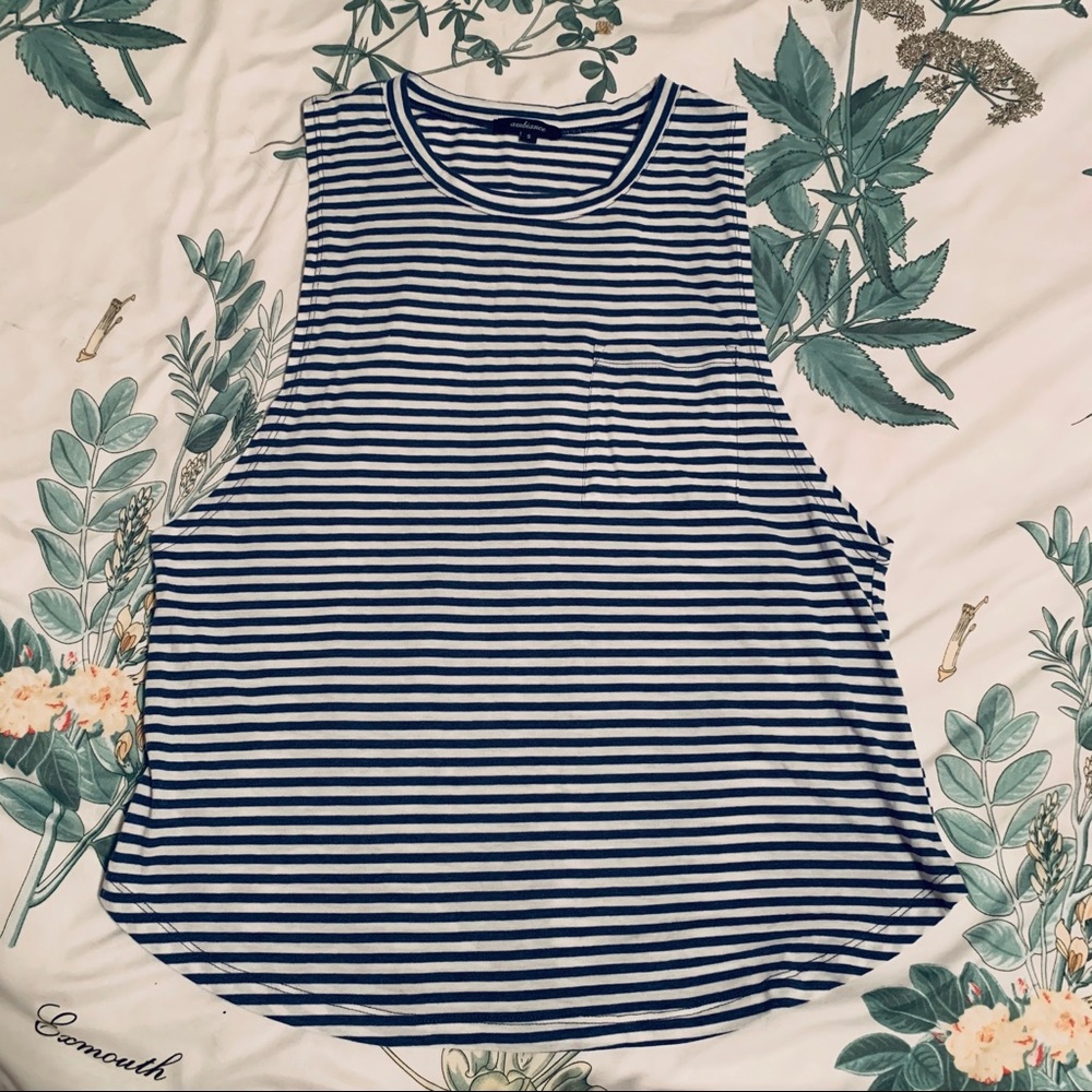NWOT Blue and White Striped Muscle Tank